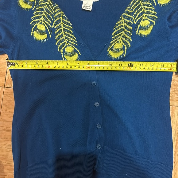 Anthropologie Tabitha Cardigan - beaded peacock 🦚 feathers- so pretty! - Picture 10 of 10